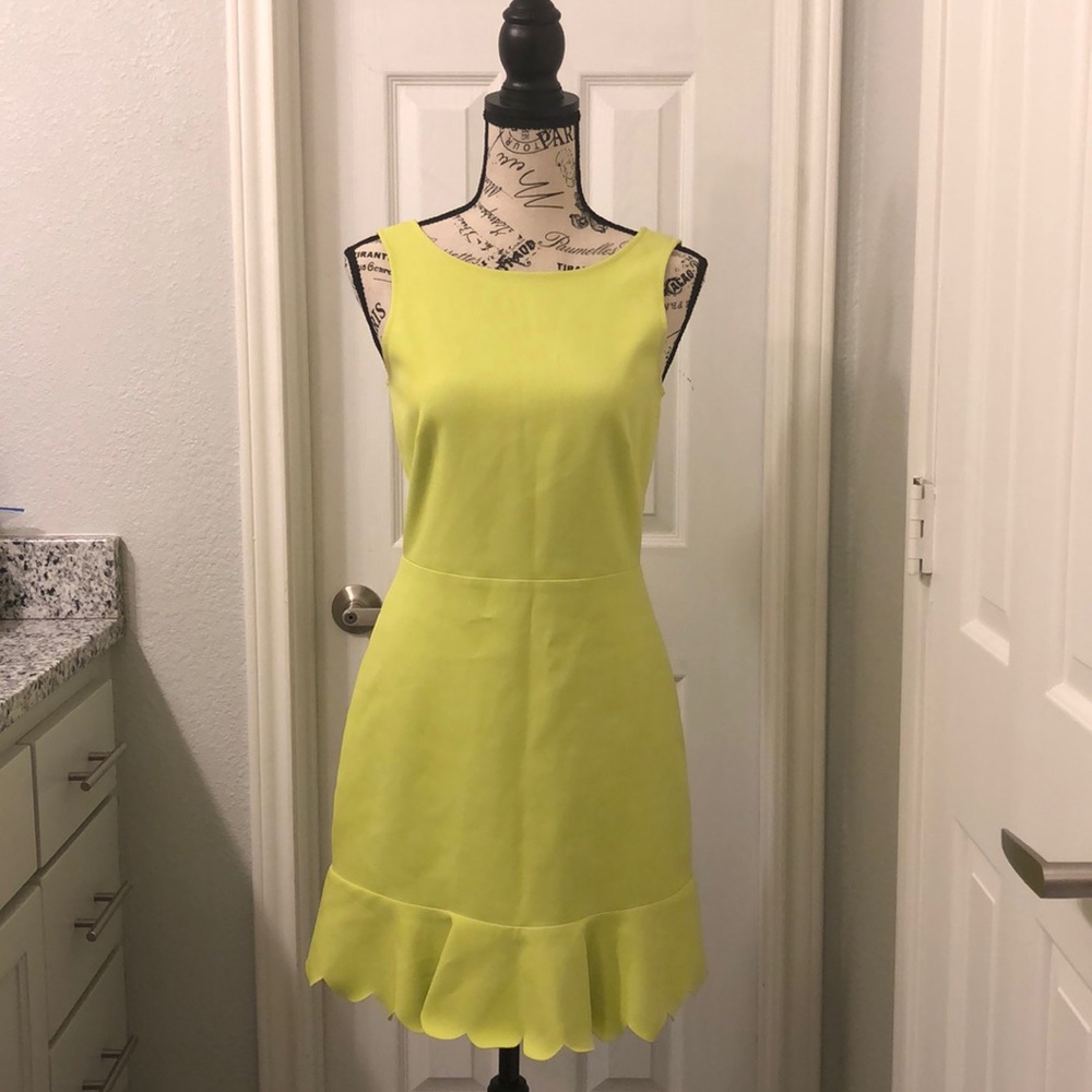 Pretty Yellow J Crew Scalloped Dress